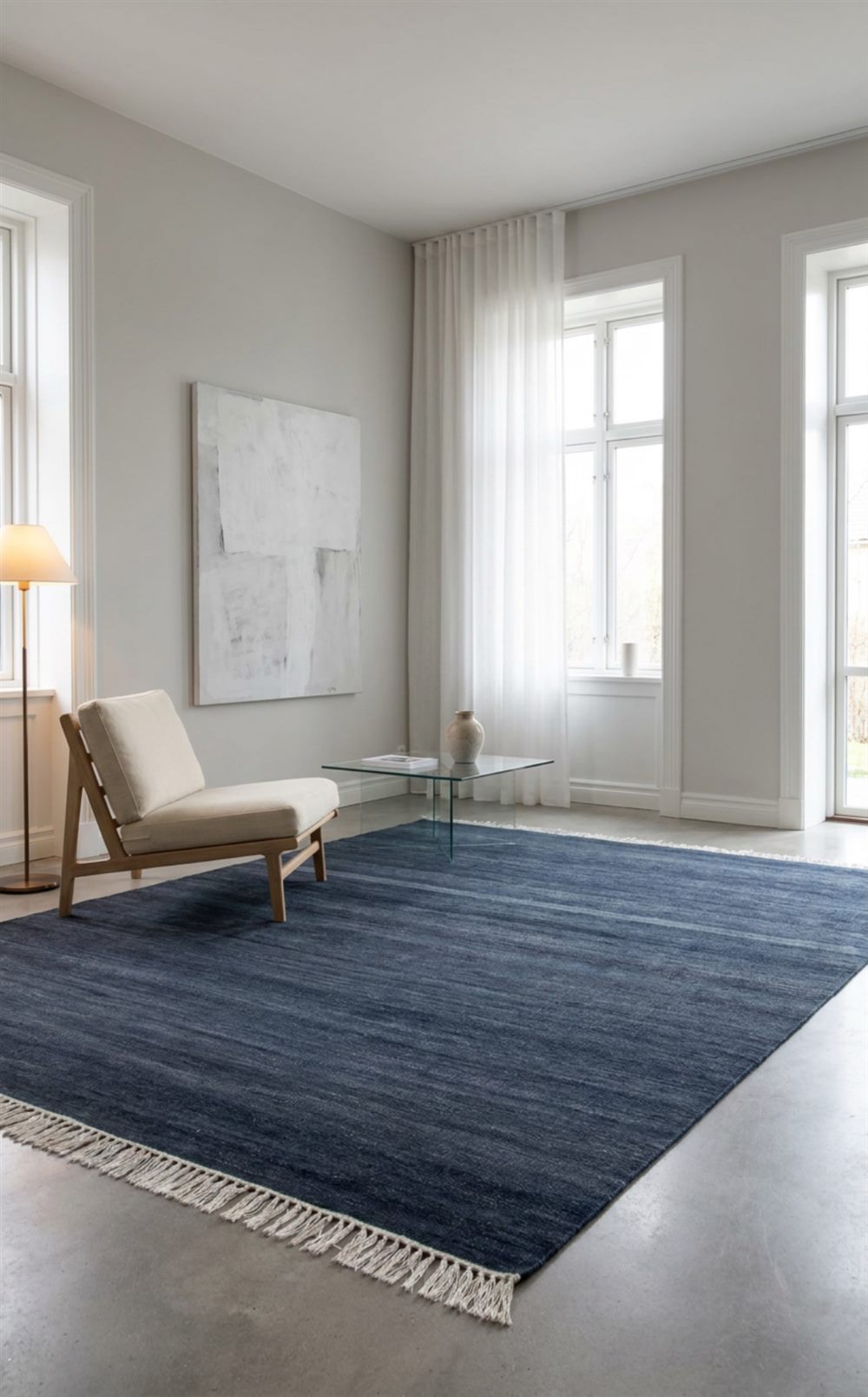 Handwoven Kilim rug in a refined contemporary interior