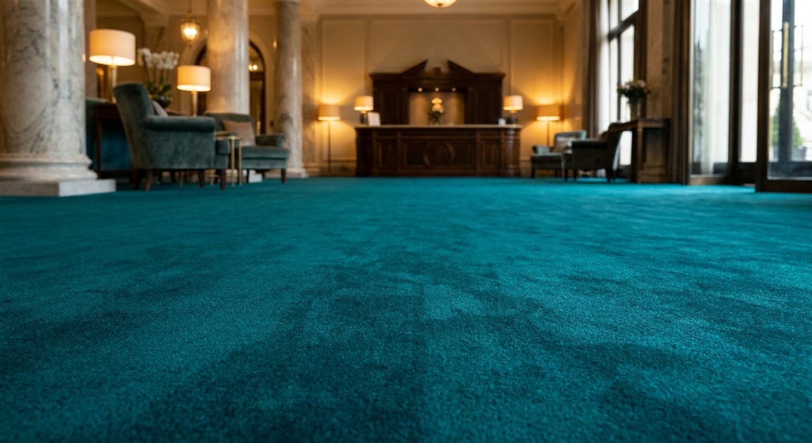 Luxury wall-to-wall carpet installed in a refined hospitality interior