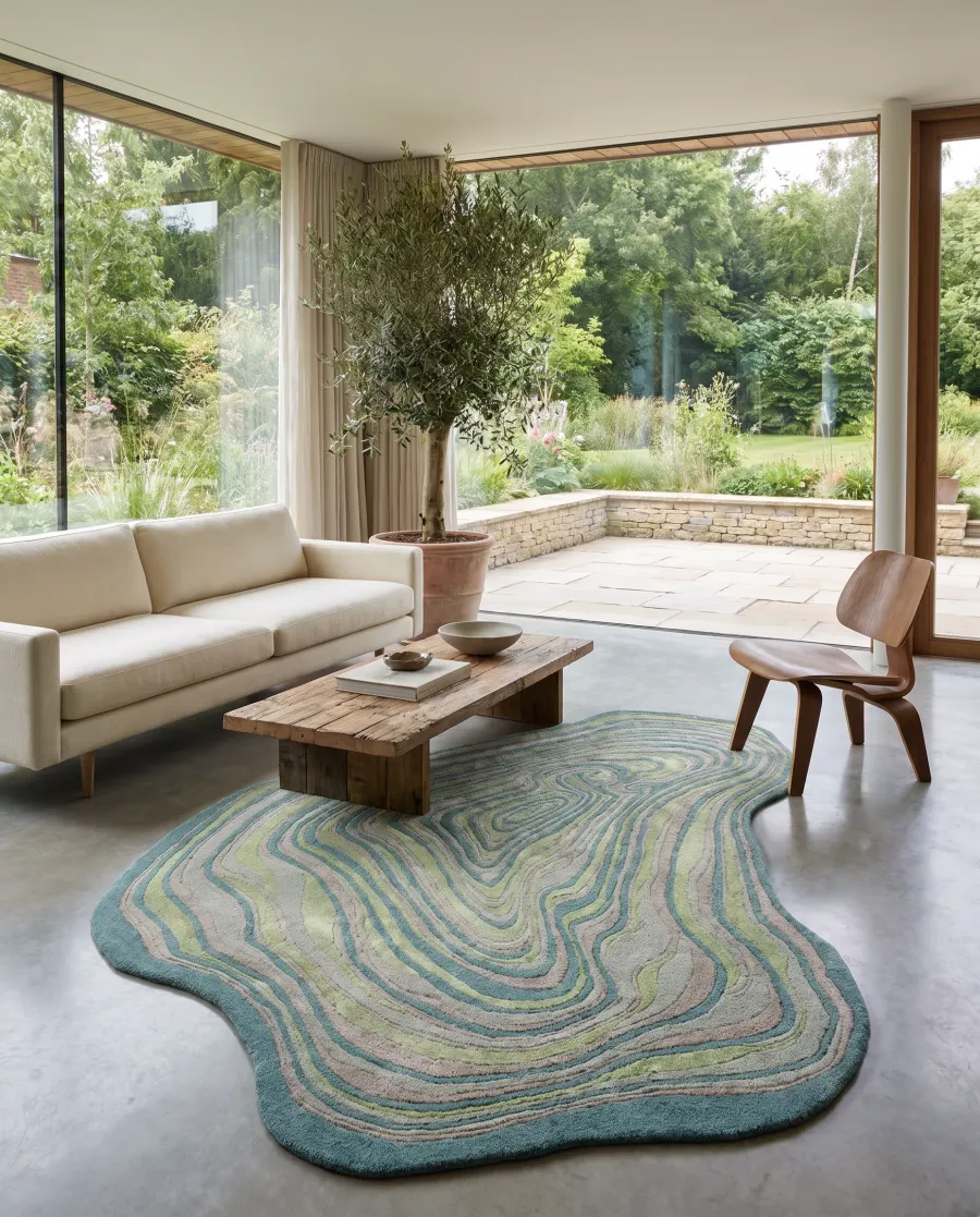 A bespoke APCO rug styled in a contemporary interior