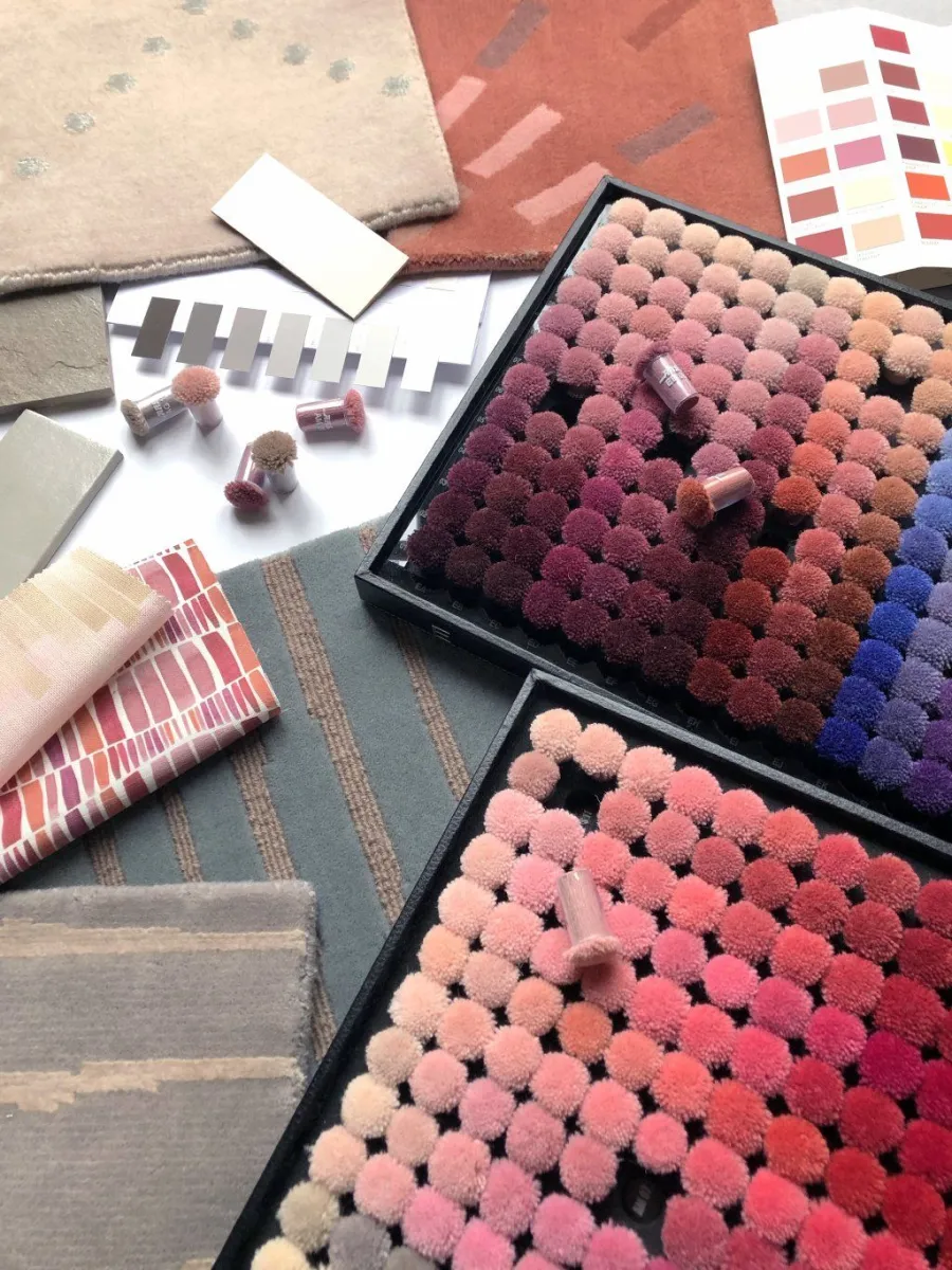 APCO custom rug colours, fibres and material samples